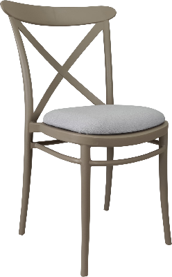 siesta cross chair - taupe with light grey fabric cushion 