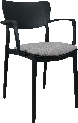 siesta lisa arm chair - anthracite with light grey fabric cushion 