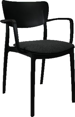 siesta lisa arm chair - black with anthracite fabric cushion 