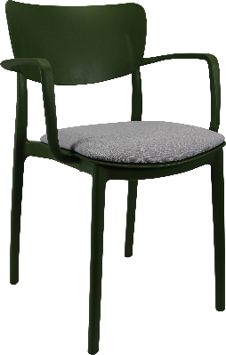 siesta lisa arm chair - olive green with light grey fabric cushion 