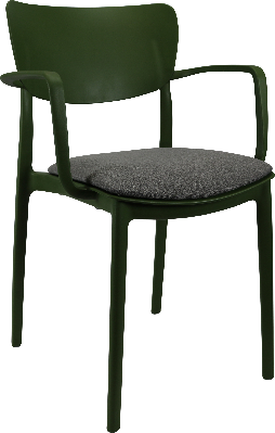 siesta lisa arm chair - olive green with anthracite fabric cushion 