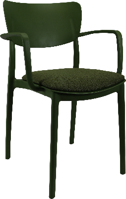 siesta lisa arm chair - olive green with olive green fabric cushion 