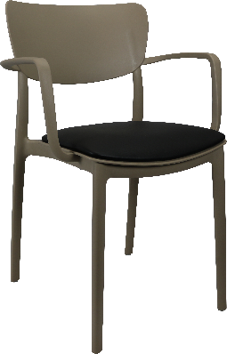 siesta lisa arm chair - taupe with black vinyl cushion 
