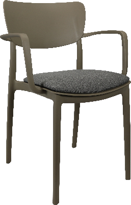 siesta lisa arm chair - taupe with taupe fabric cushion 