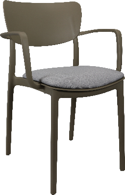 siesta lisa arm chair - taupe with light grey fabric cushion 