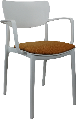 siesta lisa arm chair - white with orange fabric cushion 
