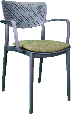 siesta loft arm chair - anthracite with olive green fabric cushion 