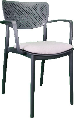 siesta loft arm chair - anthracite with light grey fabric cushion 