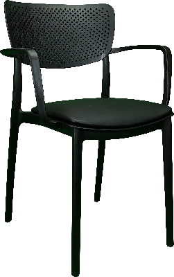 siesta loft arm chair - black with black vinyl cushion 