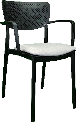 siesta loft arm chair - black with light grey fabric cushion 