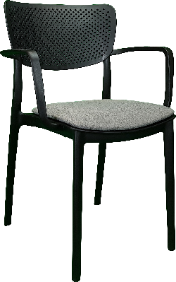 siesta loft arm chair - black with taupe fabric cushion 