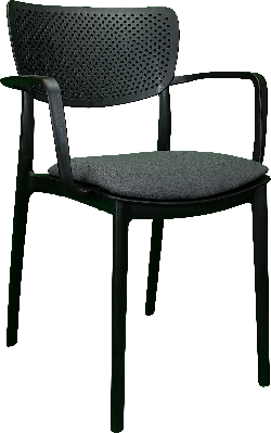 siesta loft arm chair - black with anthracite fabric cushion 