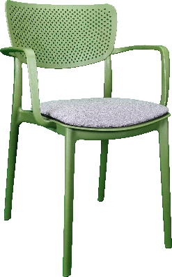 siesta loft arm chair - olive green with taupe fabric cushion 