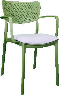 siesta loft arm chair - olive green with light grey fabric cushion 