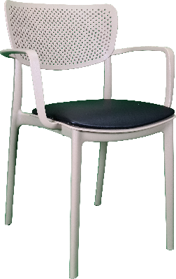 siesta loft arm chair - taupe with black vinyl cushion 