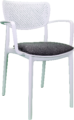 siesta loft arm chair - white with anthracite fabric cushion 