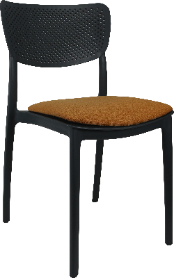 siesta lucy chair - anthracite with orange fabric cushion 