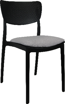 siesta lucy chair - black with light grey fabric cushion 