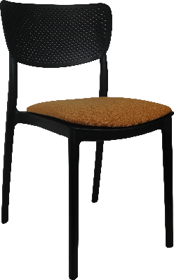 siesta lucy chair - black with orange fabric cushion 