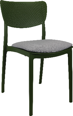 siesta lucy chair - olive green with light grey fabric cushion 
