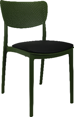 siesta lucy chair - olive green with black vinyl cushion 