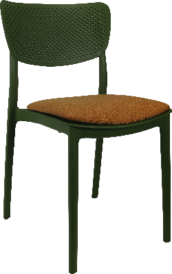 siesta lucy chair - olive green with orange fabric cushion 