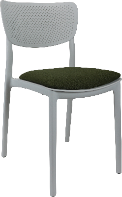 siesta lucy chair - white with olive green fabric cushion 