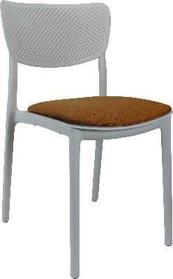 siesta lucy chair - white with orange fabric cushion 
