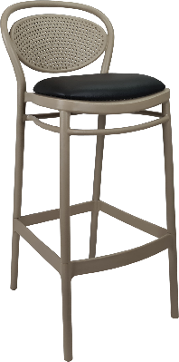 siesta victor bar stool 65cm (counter height) - taupe with black vinyl cushion 