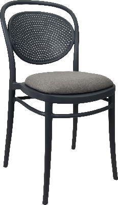 siesta marcel chair - anthracite with taupe fabric cushion 