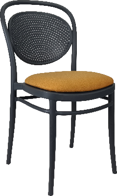 siesta marcel chair - anthracite with orange fabric cushion 