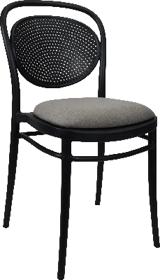 siesta marcel chair - black with taupe fabric cushion 