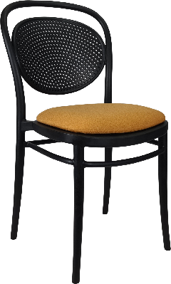 siesta marcel chair - black with orange fabric cushion 