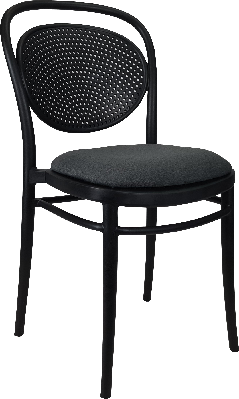siesta marcel chair - black with anthracite fabric cushion 