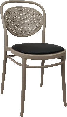 siesta marcel chair - taupe with black vinyl cushion 