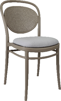 siesta marcel chair - taupe with light grey fabric cushion 