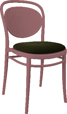 siesta marcel chair - marsala with olive green fabric cushion 