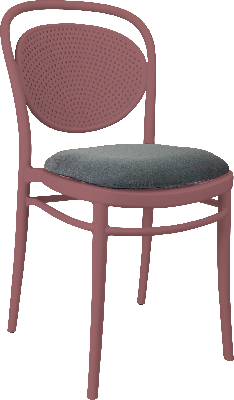 siesta marcel chair - marsala with taupe fabric cushion 