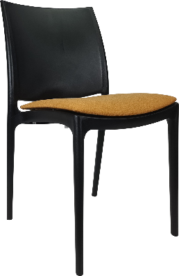 siesta maya chair - black with orange fabric cushion 