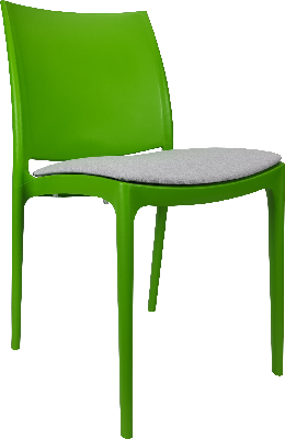siesta maya chair - green with light grey fabric cushion 