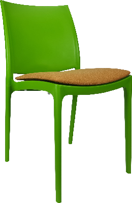 siesta maya chair - green with orange fabric cushion 