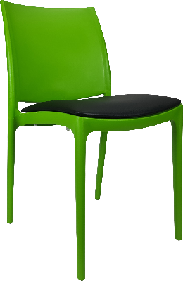 siesta maya chair - green with black vinyl cushion 