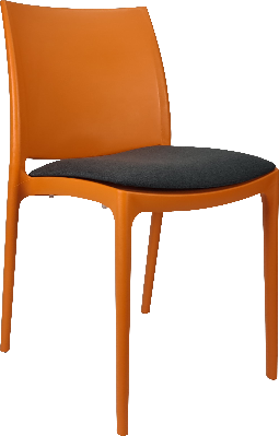 siesta maya chair - orange with taupe fabric cushion 