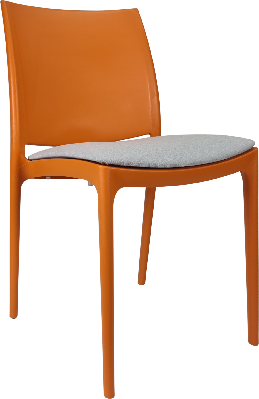 siesta maya chair - orange with light grey fabric cushion 
