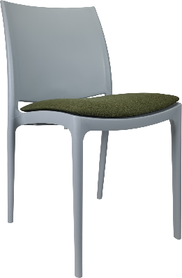 siesta maya chair - silver grey with olive green fabric cushion 