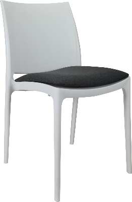 siesta maya chair - white with anthracite fabric cushion 
