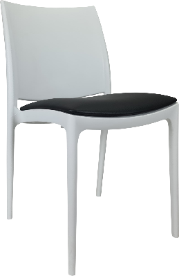 siesta maya chair - white with black vinyl cushion 
