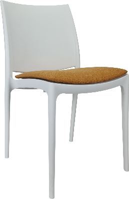siesta maya chair - white with orange fabric cushion 