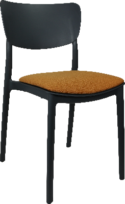 siesta monna chair - anthracite with orange fabric cushion 