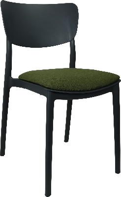 siesta monna chair - anthracite with olive green fabric cushion 